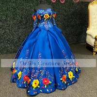 charro vestidos de 15 a%c3%b1os royal blue embroidery quinceanera dresses long sleeves sweet 16 prom gowns lace up abiti da cerimonia