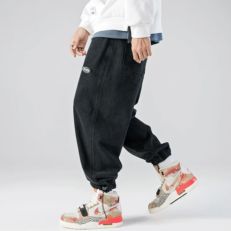 

Hanlu Japanese men's wear 2021 spring new trendy brand jeans men's washed solid color trousers