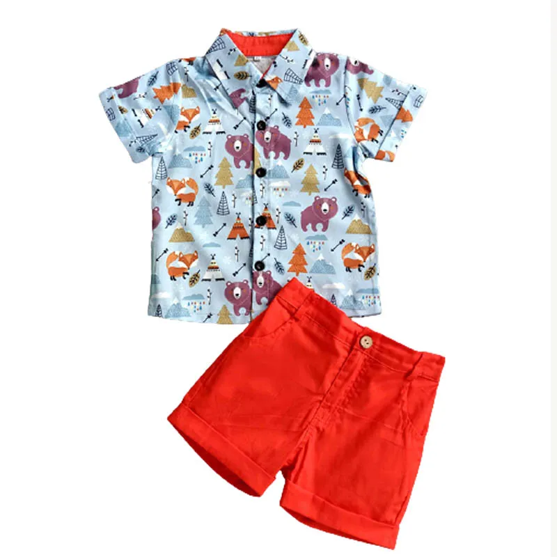 

New Toddler Baby Boys Kids Summer Bear Print Clothes T-shirt Tops + Shorts 2Pcs Outfits Set
