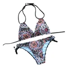 Новинка 2021, пикантный купальник-бикини с разрезом, купальник с принтом, костюмы из двух частей для плавания, водных видов спорта, пляжа