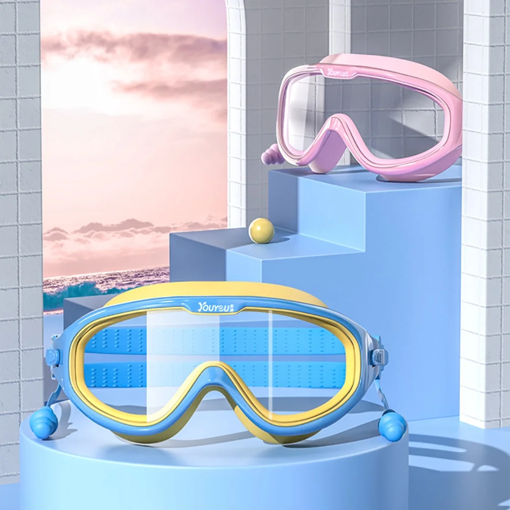 Swim Goggles For Kids Anti-Fog HD Swimming Glasses Clear Wide Vision Protection With One-piece Earplugs Set | Спорт и развлечения