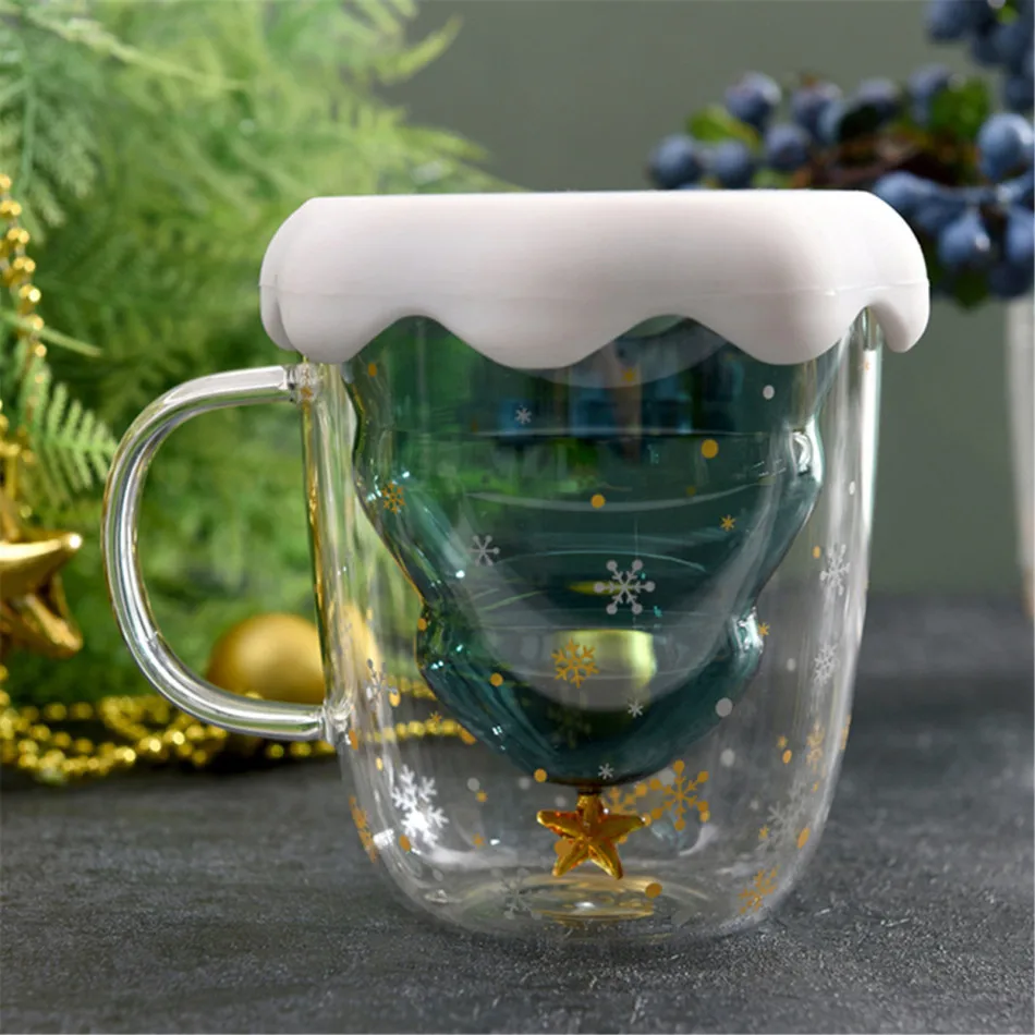 300 мл креативная стеклянная чашка с рождественской елкой термостойкая