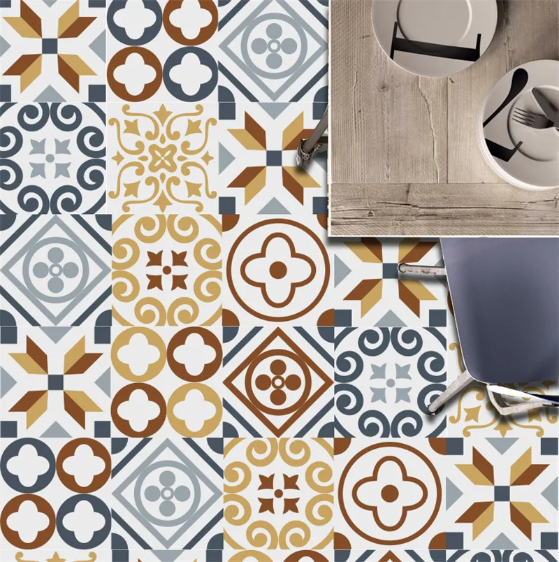 20 шт./лот 10/20 см винтажные европейские наклейки на плитку ретро ПВХ пол