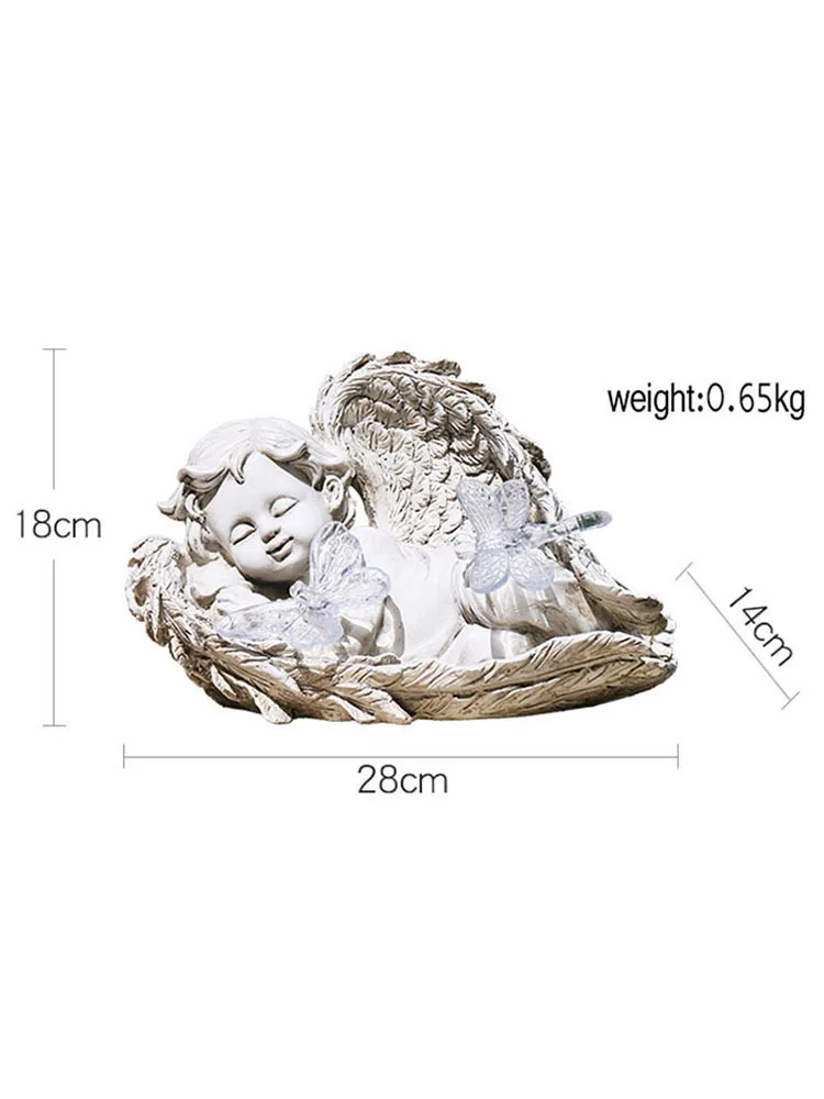 

Dreamy Angel Statue Fairy Garden Solar Powered Glow Statuette Courtyard Outdoor Decoration Crafts Sculpture Gifts for Children