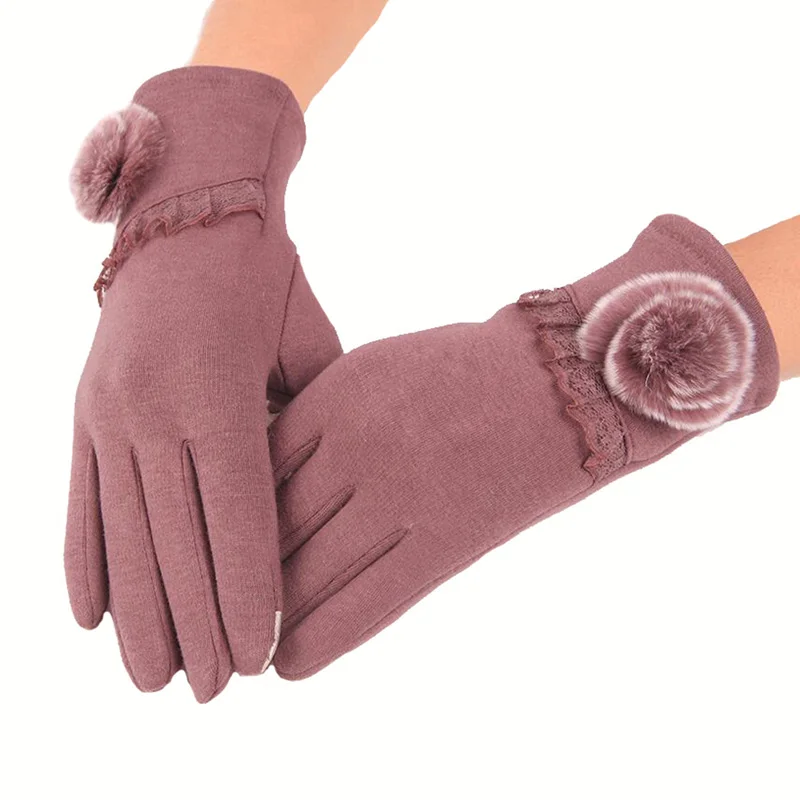Зимние женские кашемировые перчатки LJCUIYAO на запястье для сенсорного экрана