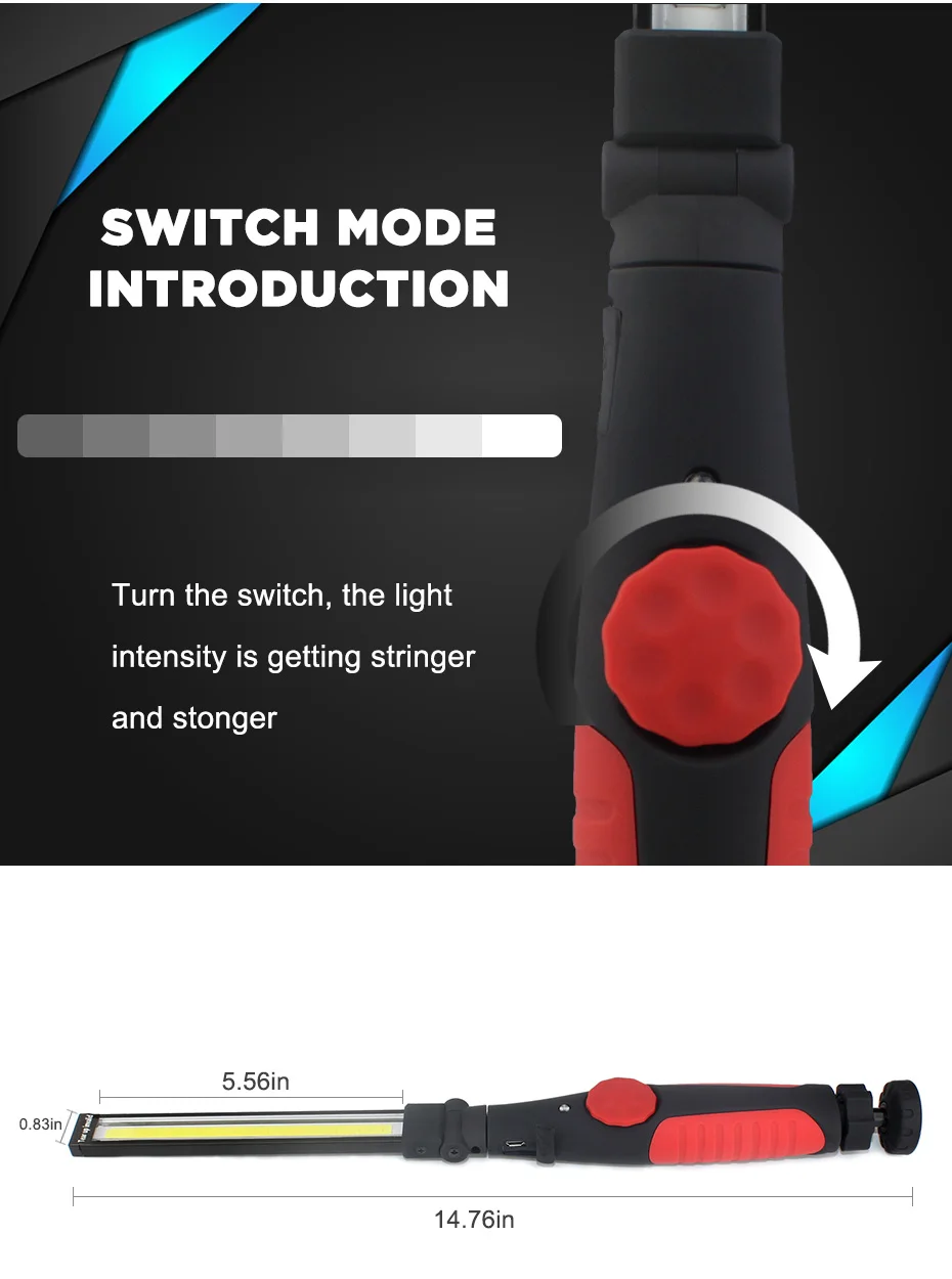 Портативный COB lampen industrieel USB Перезаряжаемый вращающийся на 360 ° Рабочий фонарь для мастерской, ремонта автомобиля, домашнего использования, аварийный D4