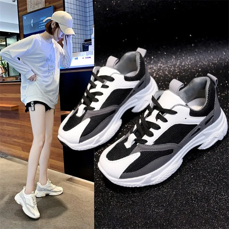 Кроссовки женские на платформе Вулканизированная подошва повседневная обувь