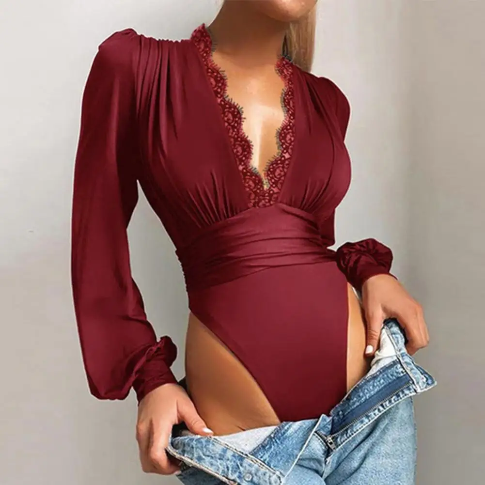 

Spring Bodysuit Lace Trendy Tight Waist Wear-resistant Women Bodysuit