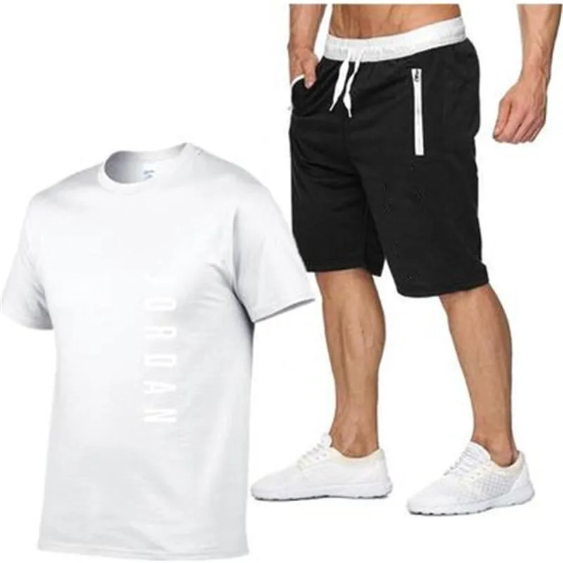 

2021 European And American Fashion Brand Spring And Summer Multicolor Short-Sleeved Shorts Plus Size Loose Running Sports Suit