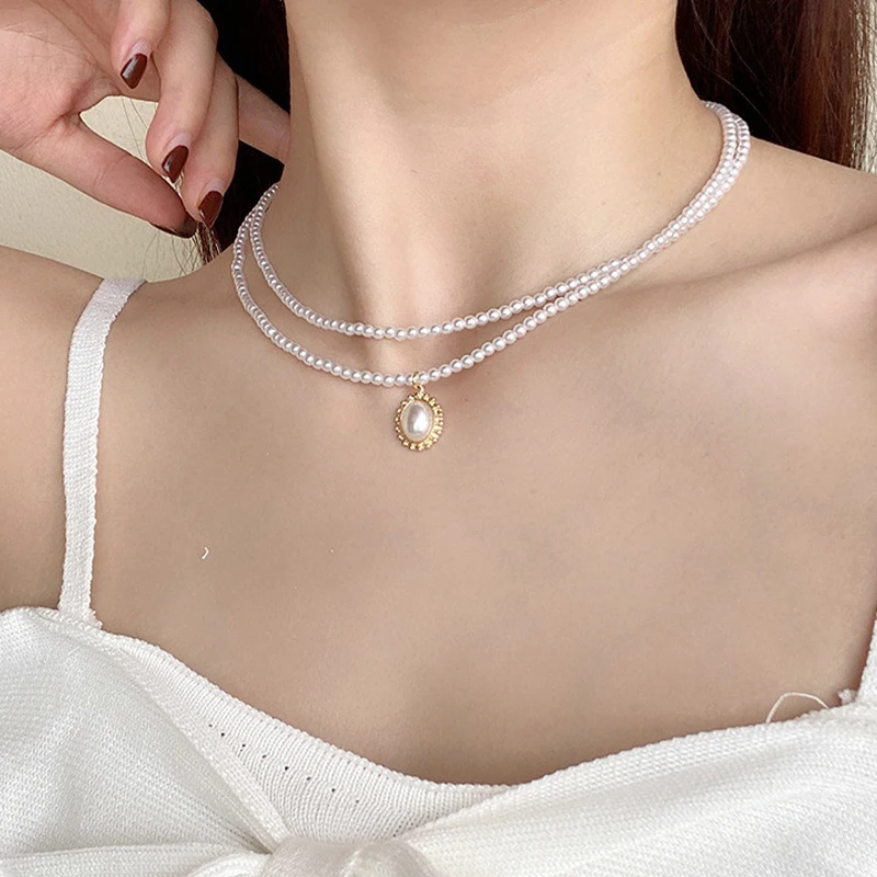 

Beaded Choker Pearl Necklace For Women 2021 Gold Chain Necklaces Pendant Collar Chokers Chains Bead Necklace Womens Jewelry