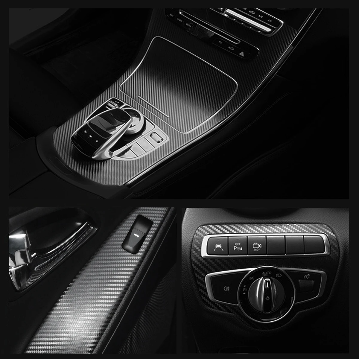 Самодельная 3D Автомобильная Черная Виниловая пленка из углеродного волокна