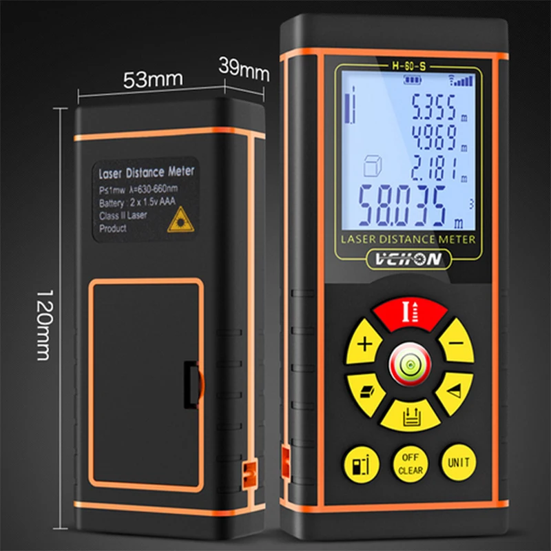 Лазерный дальномер TECLASER лазерный измеритель с ЖК подсветкой и режимом Пифагора