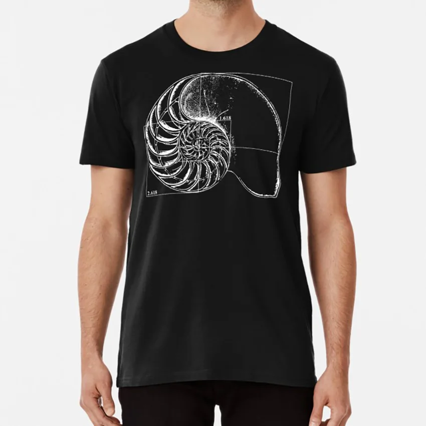Fibonacci на nautilus shell футболка спиральная математическая последовательность алгебра