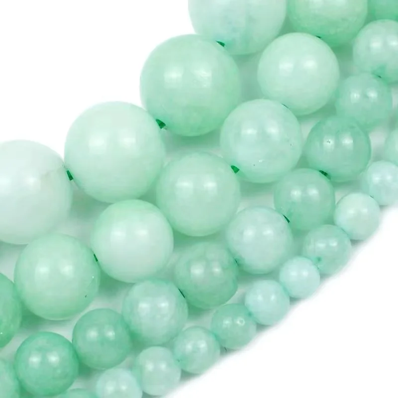 

Natural Green Angelite Stone Beads Round Loose Beads For Jewelry Making DIY Bracelet Necklace Pick Size 6/8/10/12mm 15''