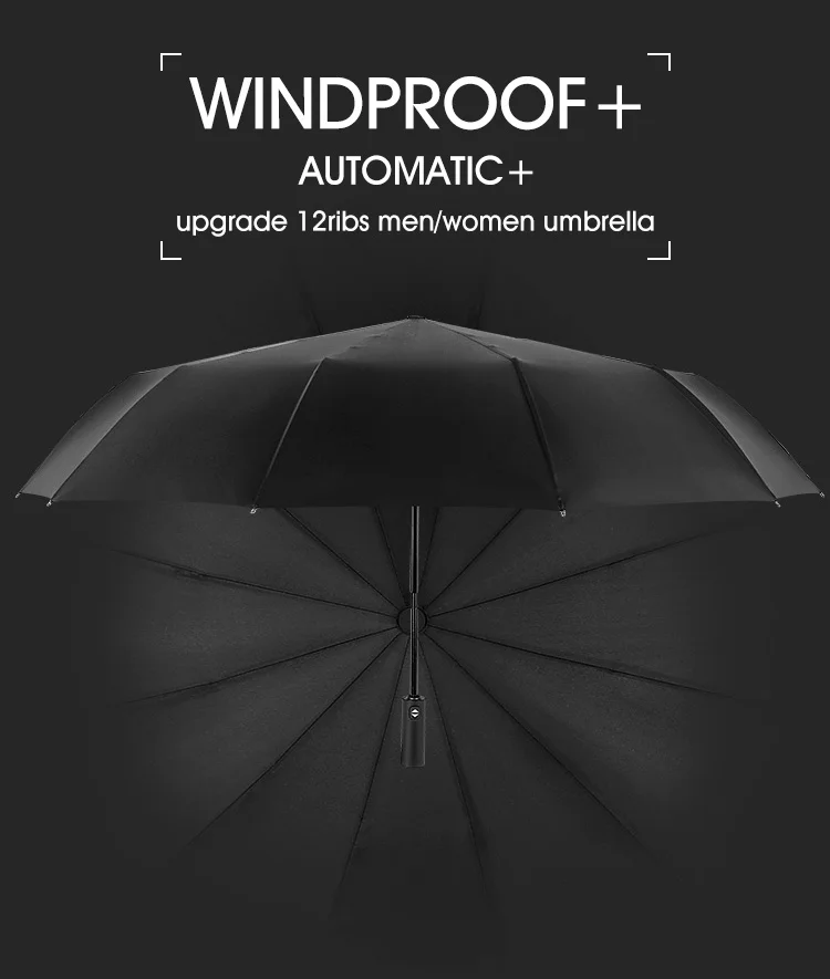 

12K Strong Wind Resistant Folding Automatic Umbrella Men Rain Women Parasol Big Umbrellas Business Portable Long Handle Paraguas