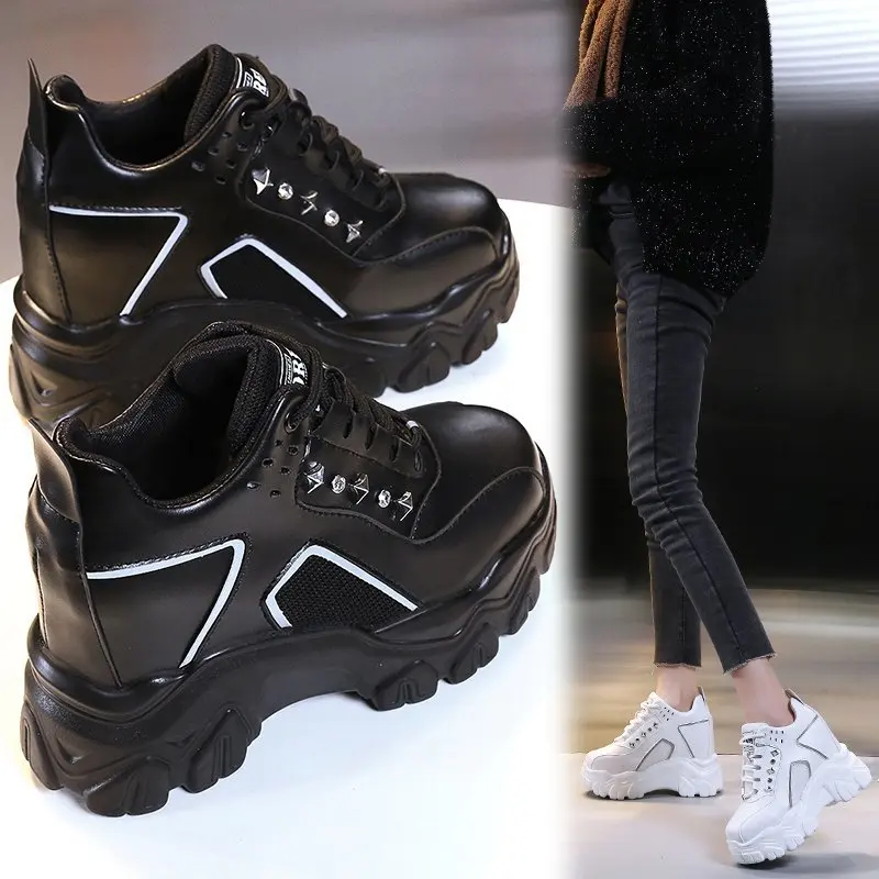 

Chunky Sneakers Women Spring High Platform Dad Shoes Fashion Women Casual Trainer Sneakers 10CM Thick Sole Vulcanize Shoes New