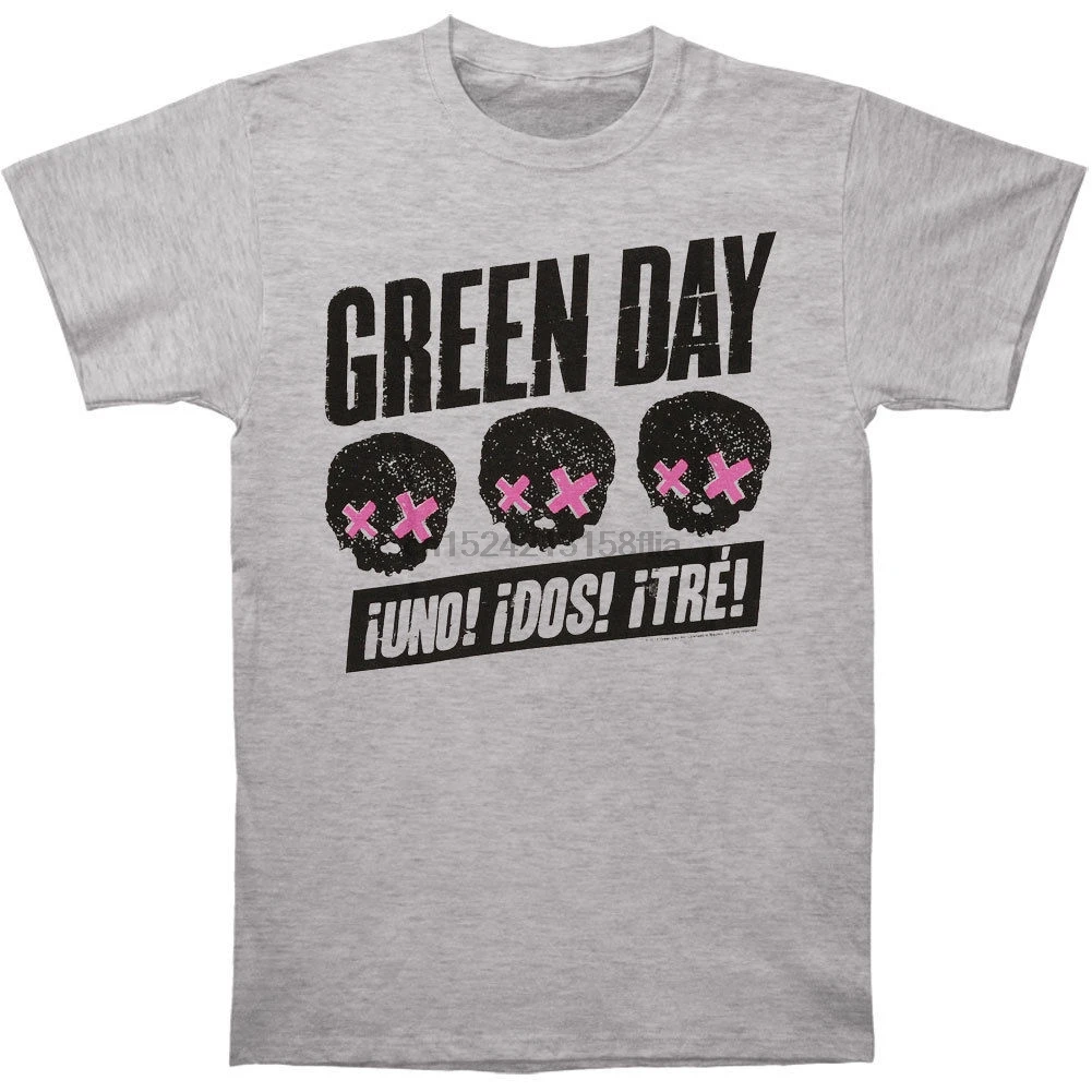 Green Day Мужская футболка с 3 головками лучше чем 1 средняя серая рокабилия одежда