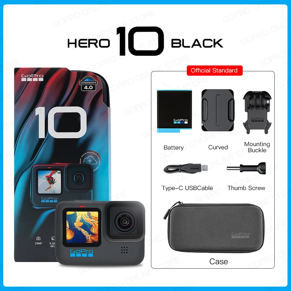 Подводная мини-экшн-Камера GoPro HERO10 10 м 5 3 K 60FPS 23MP цветной экран Спортивная 1080P