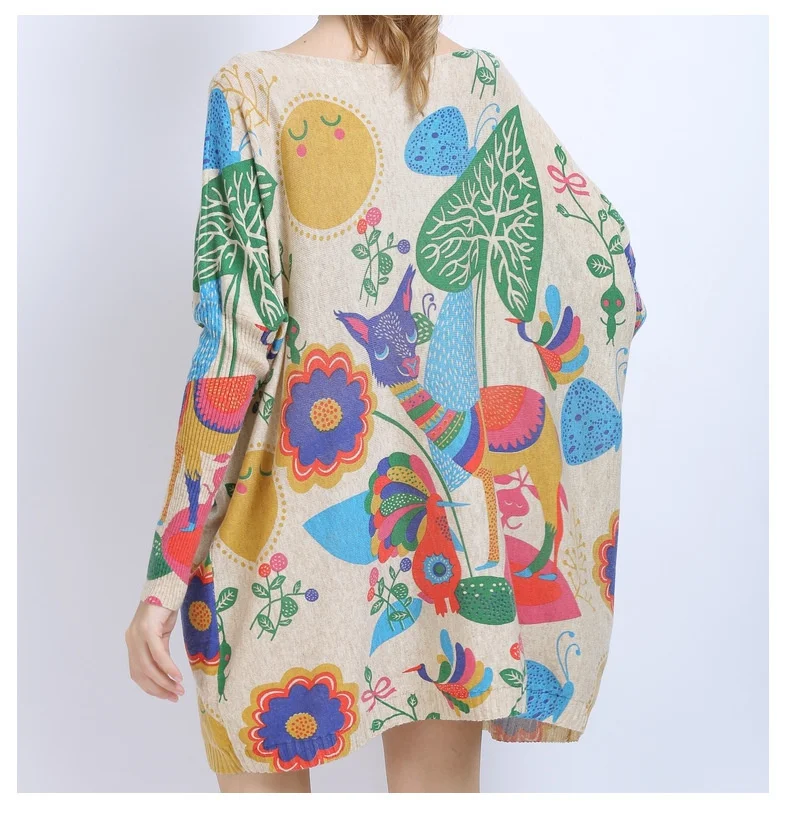 

Vefadisa Gray Khaki White Cartoon Print Women Sweater 2021 Autumn Oversize Ladies Pullover Knitted Print Female Knitted QYF5982