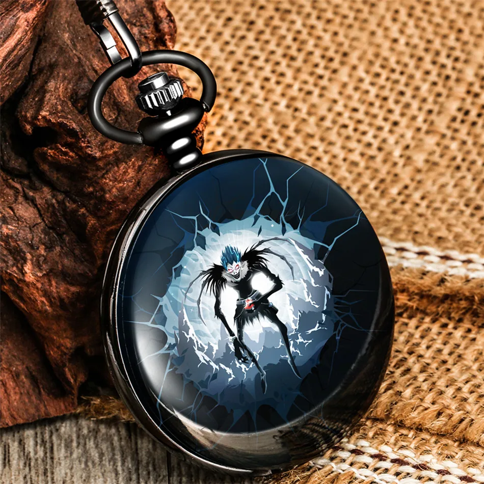 Японский аниме тема кварцевые карманные часы Death Note печатные антикварные черные
