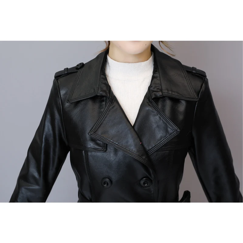 2020 весенняя куртка из мягкой искусственной кожи с ремнем кожаная эффектом