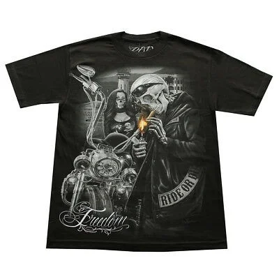 

DGA David Gonzales Art Ride Or Die Biker Men's T-Shirt FREEDOM