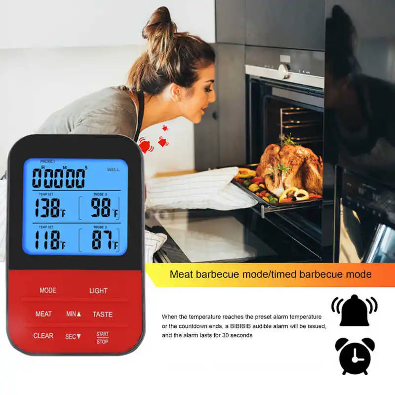 

0-250 Celsius Digital BBQ Thermometer with Probe Timing Waterproof Grilling Meat Food Temperature Meter Cooking Utensils