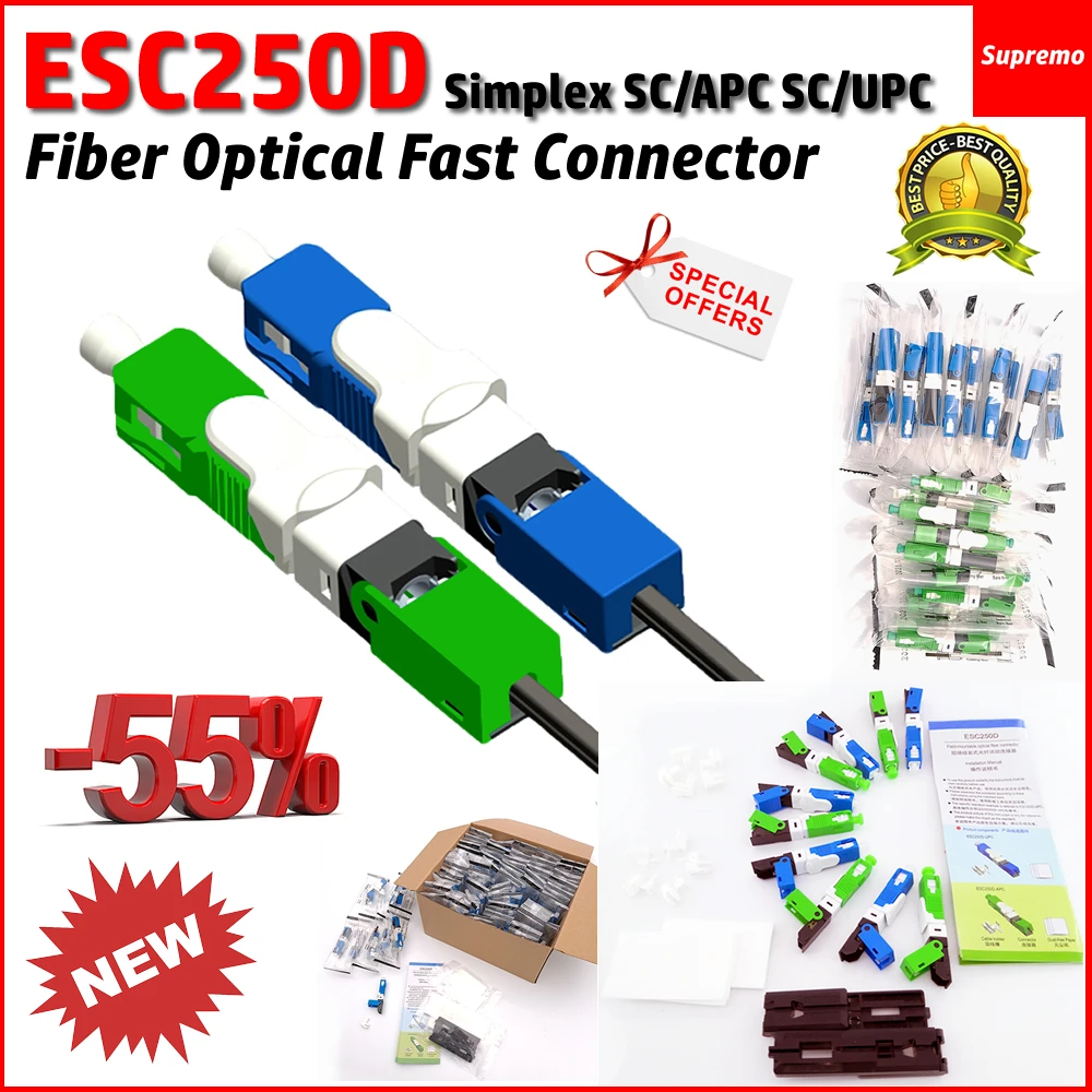 Готовый в наличии разъем cesp250d SC/APC SC/UPC быстрый коннектор UPC SM Оптический FTTH