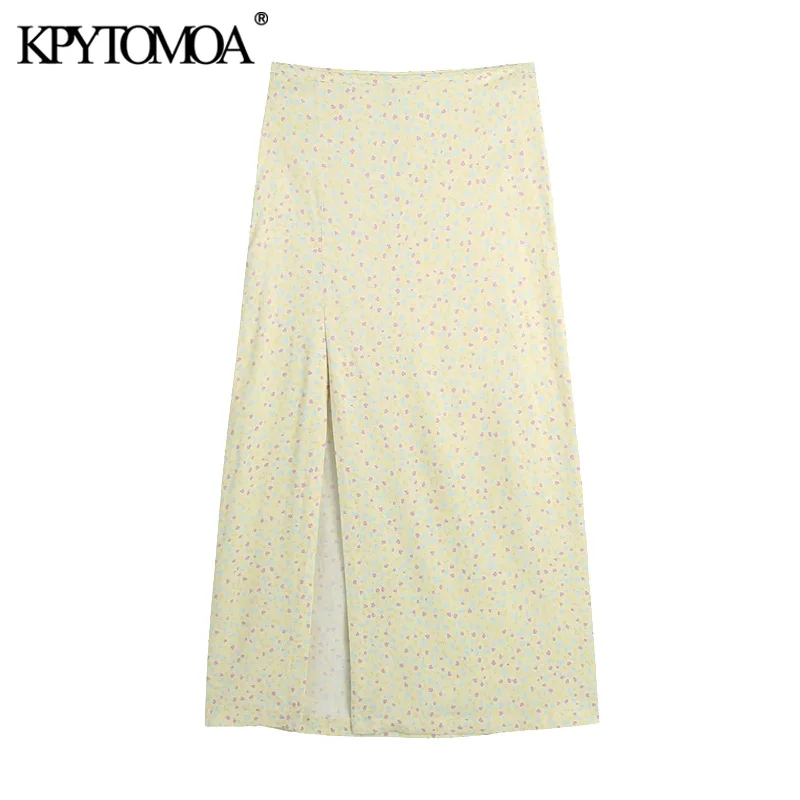 

Женская юбка средней длины с принтом KPYTOMOA, винтажная юбка с завышенной талией и боковой молнией, с разрезами спереди, 2021