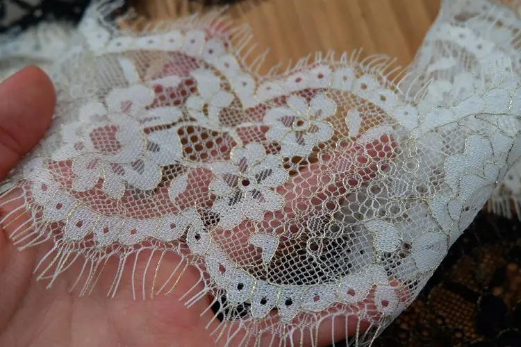12M / High Quality Eyelash Lace Trim Women's Fashion Apparel Decoration Elegance Fabric White and Black RS494 | Дом и сад