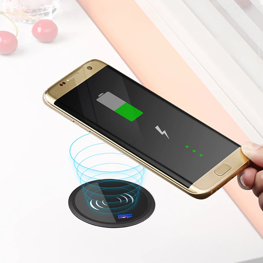 Универсальное беспроводное зарядное устройство Qi для iPhone 8 X 11Pro samsung S9 S10 Note9 8 мебель офисный стол настольная подставка для быстрой зарядки