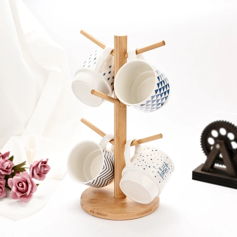 

Mug Holder Tree Mug Glass Storage Rack Bamboo Cup Holder Drain Cup Holder Jewelry Rack for Home
