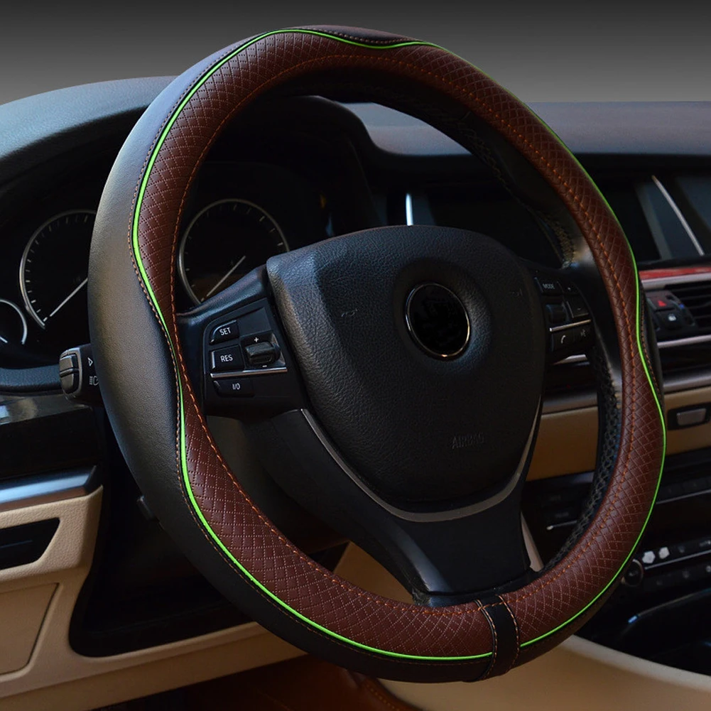 Чехол на руль автомобиля из натуральной кожи элегантная роскошная черная Модная