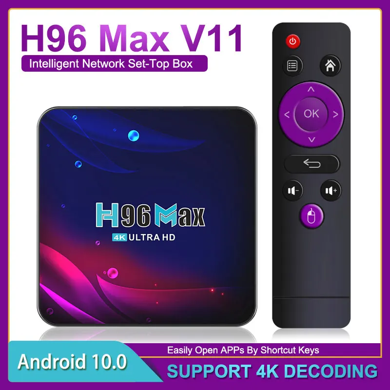 

4K HD TV Box Bluetooth 4.0 Android TV Box H96 MAX V11 TV Box 2.4G 5.8G WIFI Google Voice Set Top Box Media Player For Android 11