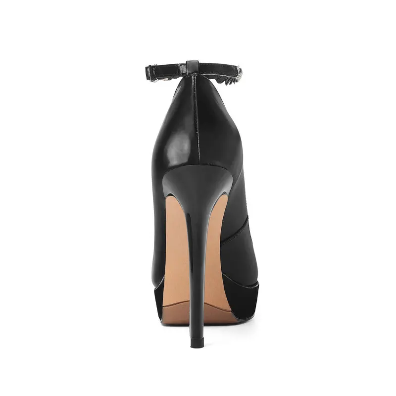 Women's Shoes High Heel Pumps Platform Wedding Party Black Apricot Spring Cow Leather Szie 33-39 Woman | Обувь