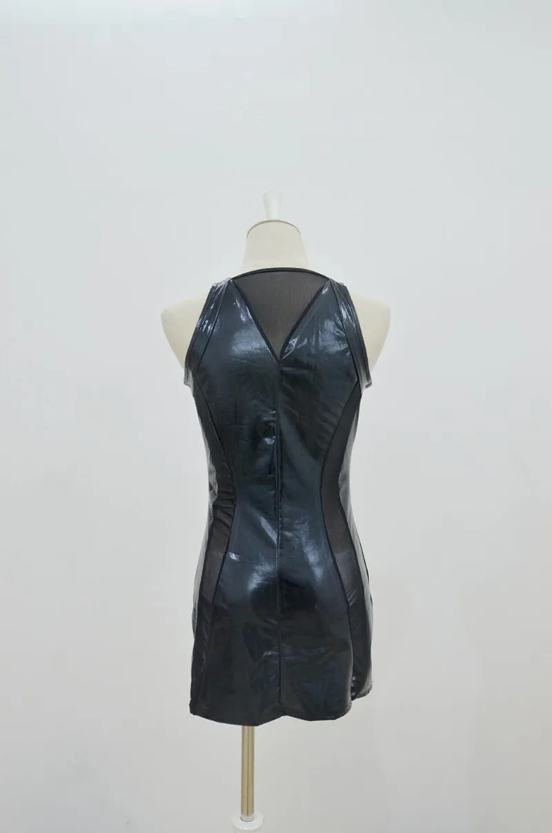 Женские сексуальные ажурные платья из искусственной кожи латексные кожаный