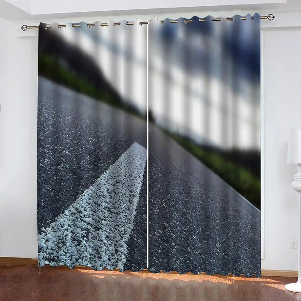 

Luxury Blackout 3D Window Curtain For Living Room Photo grey and black curtains Decoration curtains