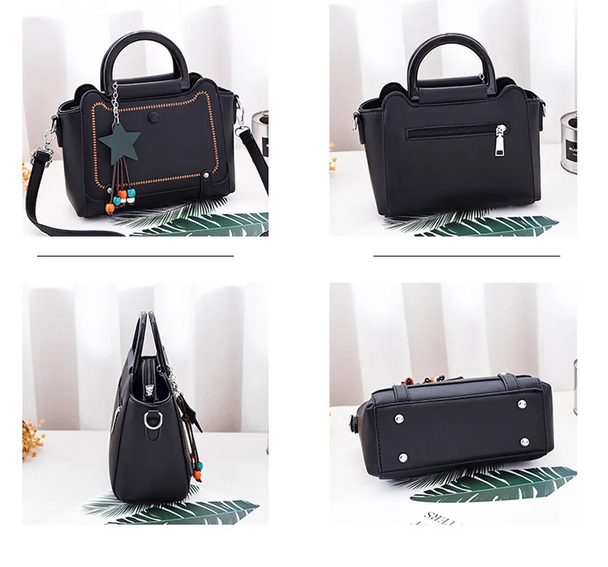 

Korean Style Women Handbag PU Leather Easy Matching Attached With Hanging Strap Solid Color Crossbody Bag Female Handbag Purses