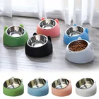 Миска для домашних животных, поилка для щенков с наклоном на 15 градусов, поилка-фонтан из нержавеющей стали, аксессуары для кошек и собак