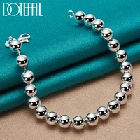 doteffil 925 sterling silver 8mm smooth beads ball bracelet chain for women wedding engagement party fashion jewelry