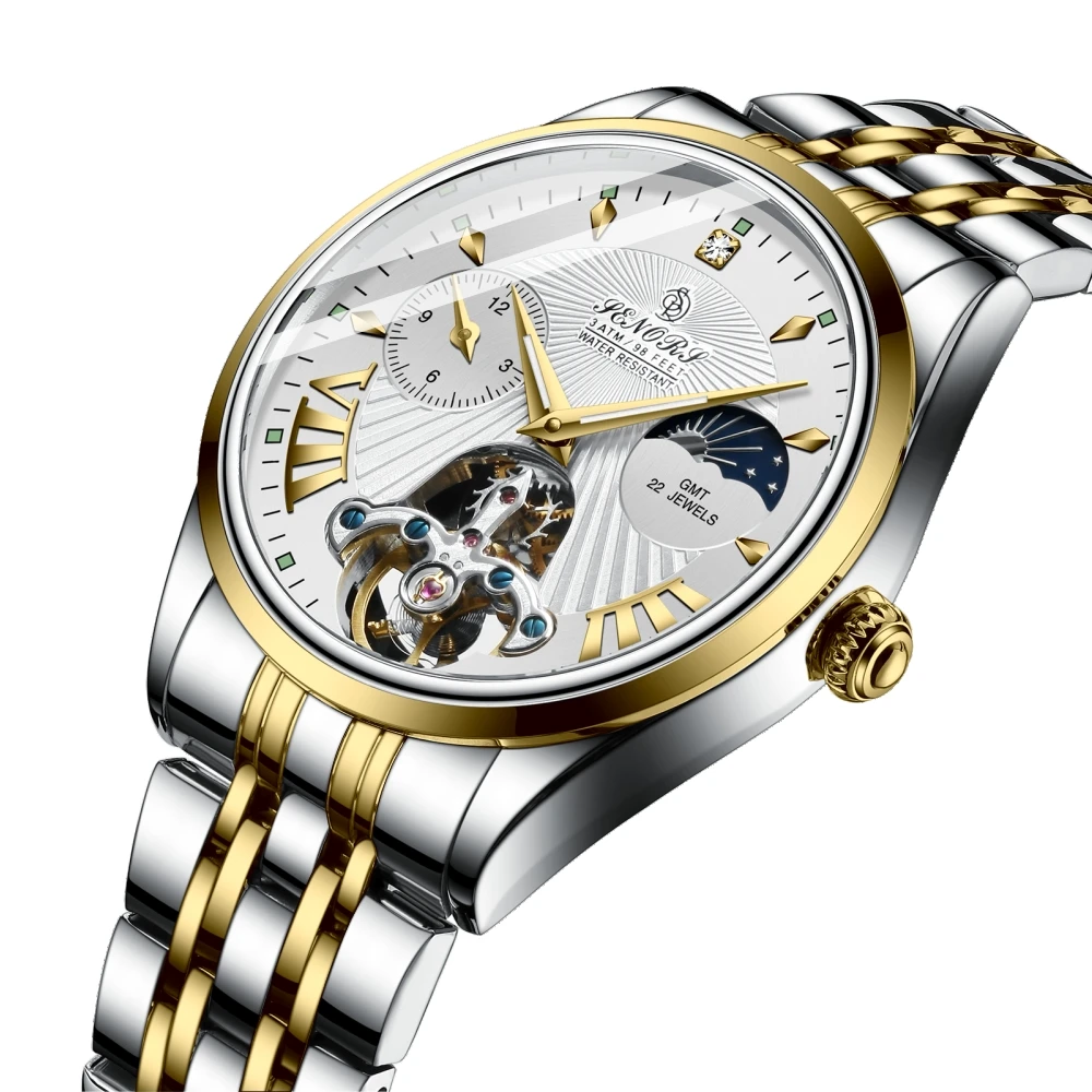 

SENORS SN163 Arrival Watches Men Mechanical Watch Tourbillon Automatic Mechanical Watch Waterproof Moon Phase Watch Reloj Hombre