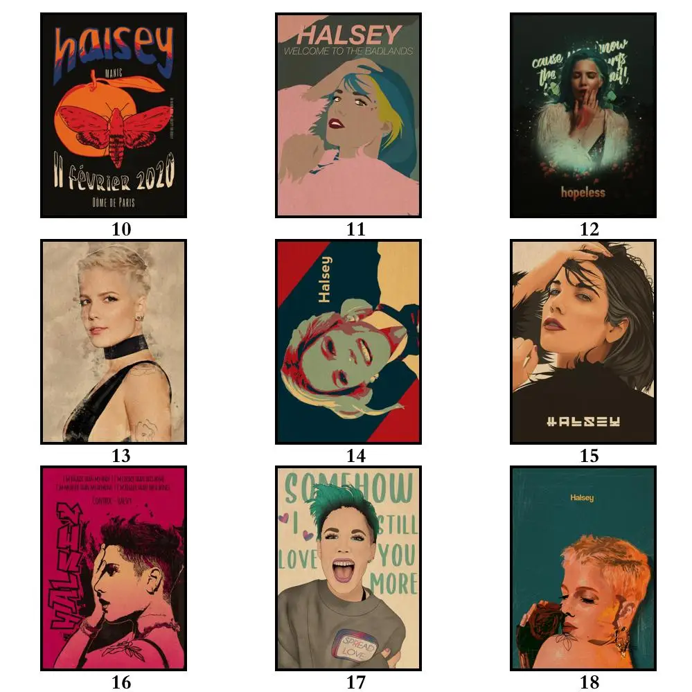 43 дизайна Halsey плакат из крафт-бумаги Альтернативная абстрактная картина для кафе
