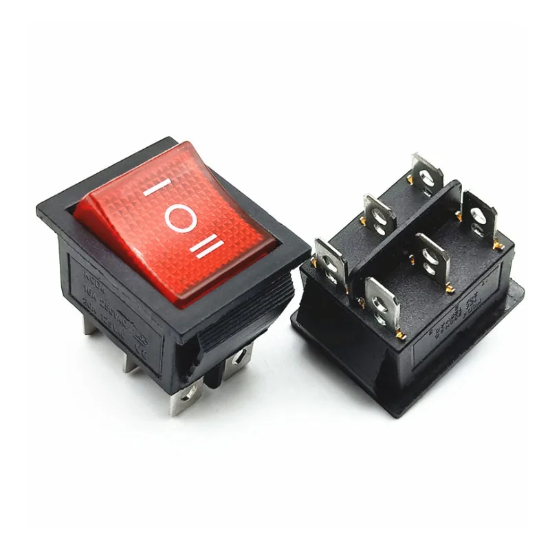 KCD4 1PCS Rocker Switch Power ON-OFF-ON 3 Position 6 Electrical equipment With Light 16A 250VAC/ 20A 125VA | Обустройство дома