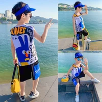 toddler kids boys clothes boy summer clothing sets sleevesless print tops shirt pant suits children clothing 6 8 10 12 years