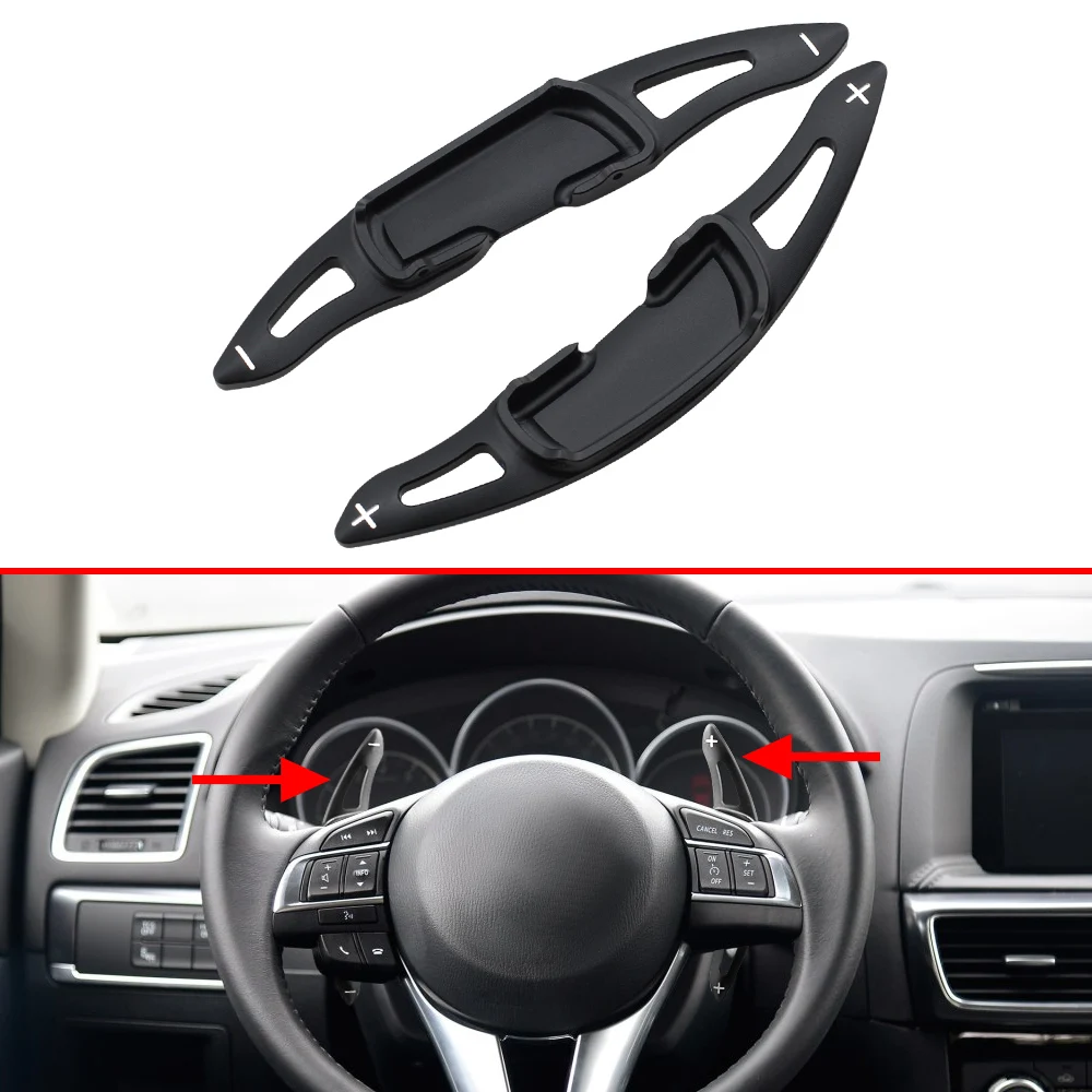 

For Mazda 3 (BM/BN) Mazda 6 (GJ/GL) MX-5 MX5 (ND) Steering Wheel Gear Shift Paddle Extension Accessories Black