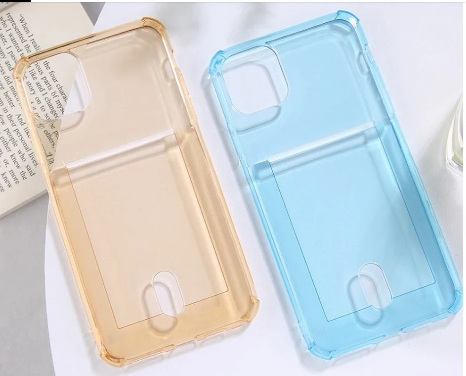 Transparent Airbag Card Holder Phone Case ID Credit Slot Soft Clear Cover for iPhone 11 Pro XS Max 6 6S 7 8 Plus X XR | Мобильные