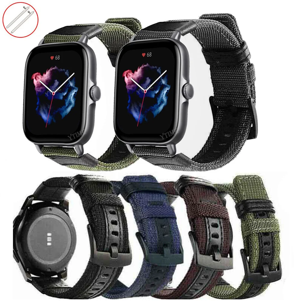 

Ремешок нейлоновый для смарт-часов Huami Amazfit GTS3/ GTS 2 Mini, спортивный браслет для Xiaomi Amazfit Bip S/U / Pro / GTR