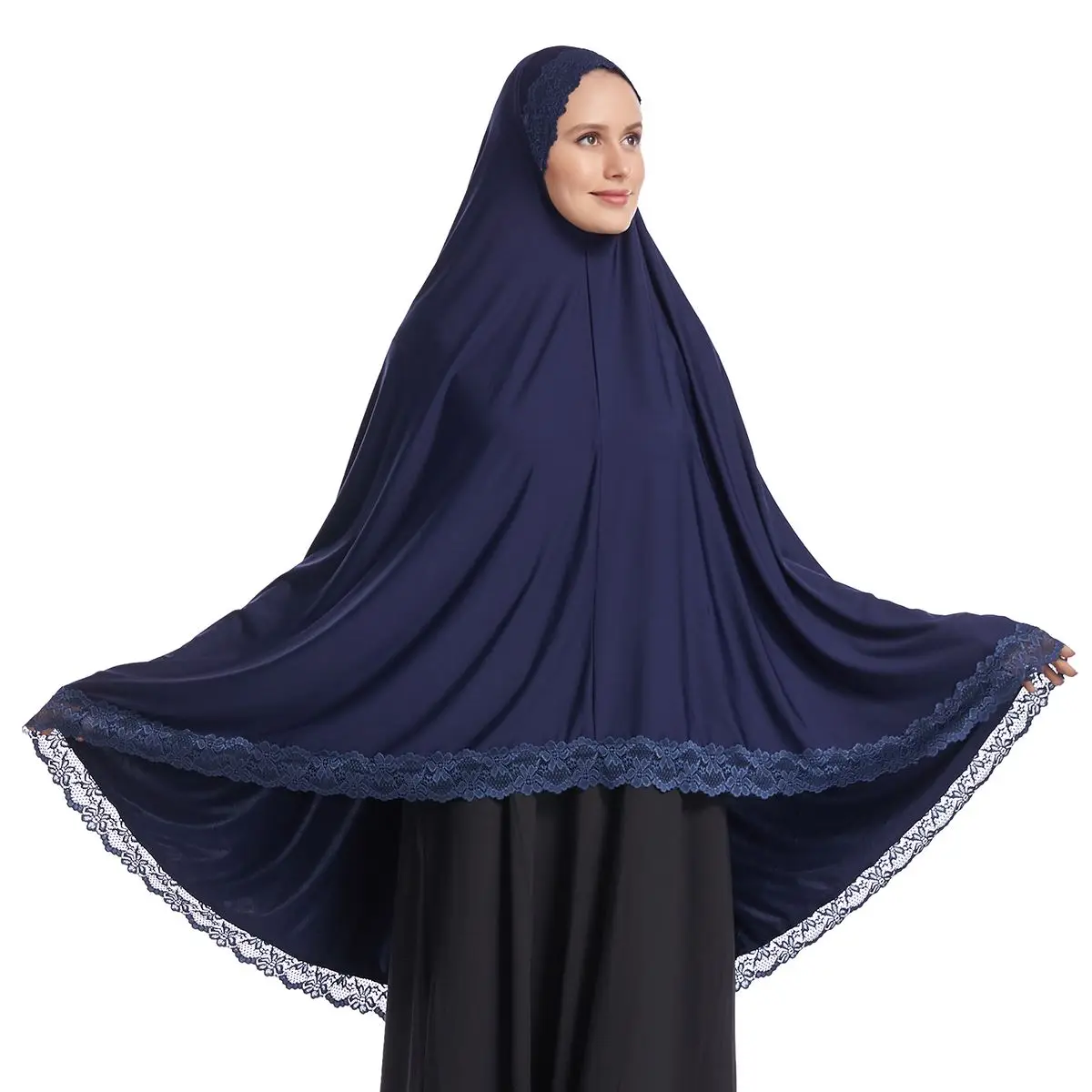 Muslim Islamic Ramadan Woman Long Khimar Hijab Solid Soft Prayer Hijab Elegant Modest Lightweight Prayer Garment Eid Arab Niqab