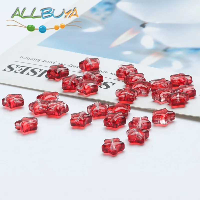 Красные прозрачные бусины из чешского стекла в форме звезды гладкие хрустальные