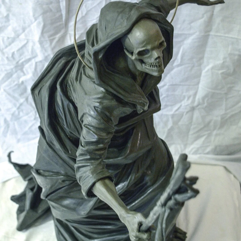 

Newly Black Skeleton Guardian Statue Halloween Skull Resin Crafts Ornament for Home Garden Courtyard Decoration